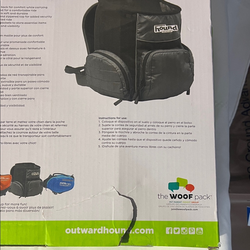 Outward Hound PoochPouch Backpack Carrier in Black and Green - Picture 7 of 7